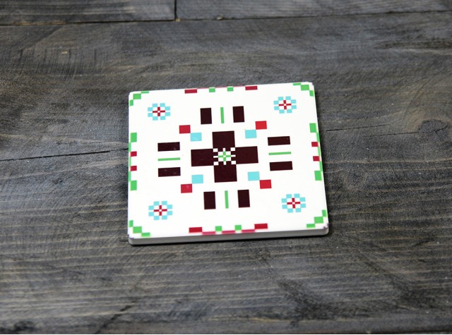 Welsh Tapestry Ceramic Coaster Green